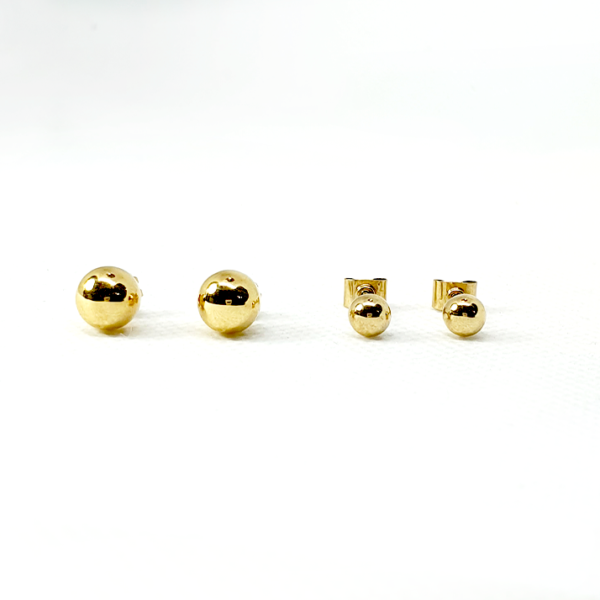 Aretes bolas Oro medianas y grandes de  oro 14k