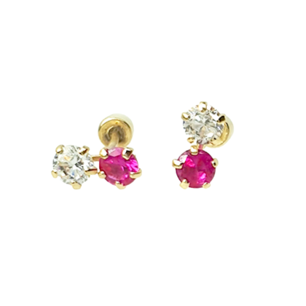 Aretes Rodolita y Zafiro blanco