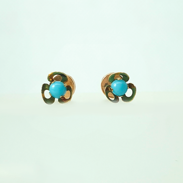 Aretes flor turquesa